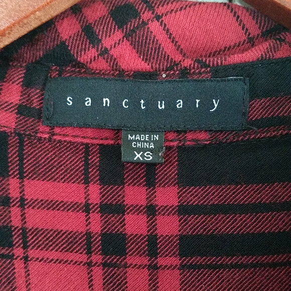Sanctuary Buffalo plaid button down dress size xs - Picture 4 of 8